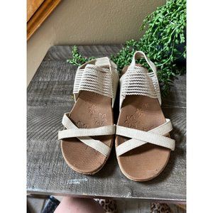 Womens Skechers Sling Back Stretch Wedges Beverlee High Tea Natural 7.5